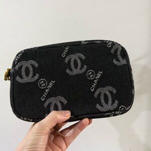 Chanel Black and Gray Logo Pouch / Crossbody - NEW!